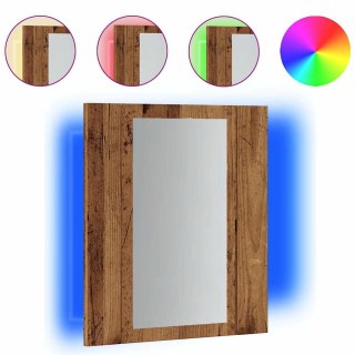  Szafka łazienkowa z lustrem i LED, stare drewno, 40x12x45 cm