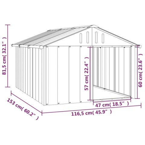  Buda dla psa, szara, 116,5x153x81,5 cm, stal