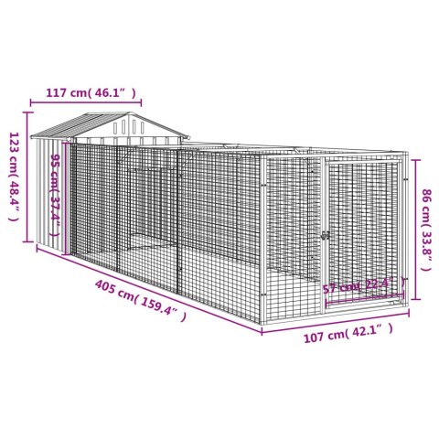  Buda dla psa, z dachem, antracytowa, 117x405x123 cm, stal