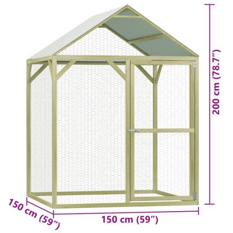  Klatka dla drobiu, 1,5x1,5x2 m, impregnowana sosna