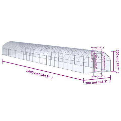  Klatka zewnętrzna dla kurcząt, 3x24x2 m, stal galwanizowana