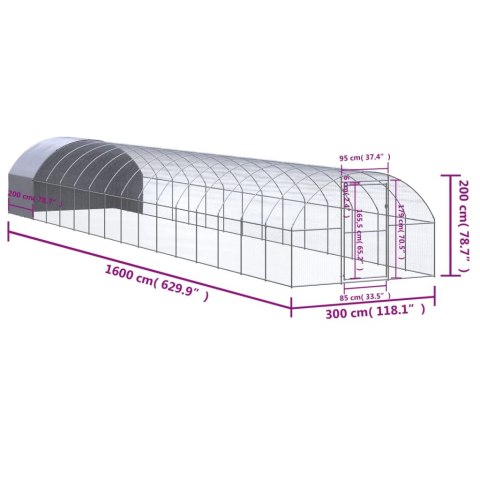  Klatka zewnętrzna dla kurcząt, 3x16x2 m, stal galwanizowana