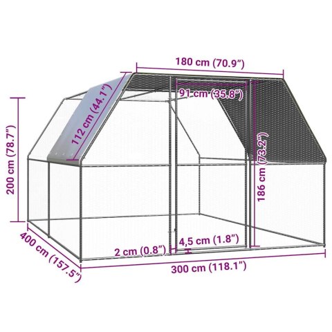  Klatka dla kurcząt, 3x4x2 m, stal galwanizowana