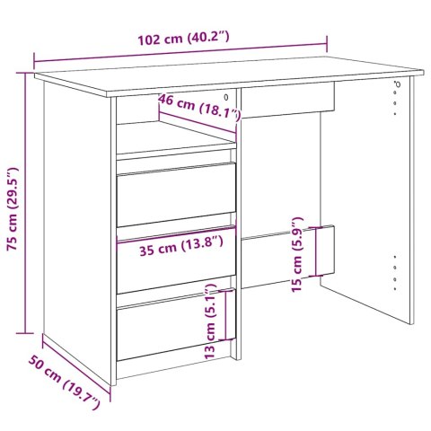  Biurko Artisan Oak 102x50x75 cm Drewno klejone