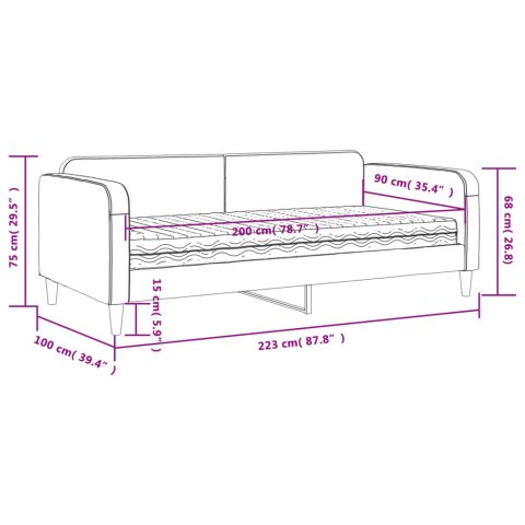  Sofa z materacem do spania, jasnoszara, 90x200 cm, tkanina