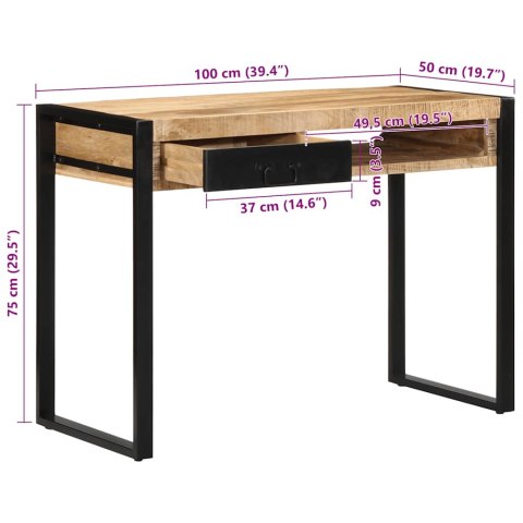  Biurko 100x50x75 cm lite drewno surowe mango