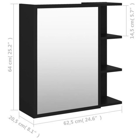  Szafka z lustrem czarna 62,5x20,5x64 cm materiał drewnopochodny