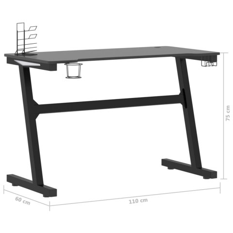  Biurko z LED i nogami w kształcie Z, czarne, 110x60x75 cm