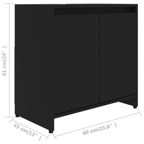  Szafka łazienkowa, czarna, 60x33x61 cm, materiał drewnopochodny