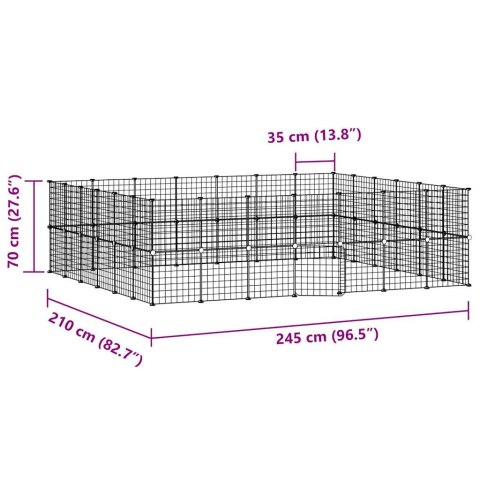  Klatka dla zwierząt z bramką, 52 panele, czarna, 35x35 cm, stal