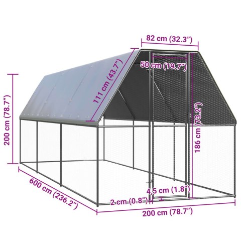  Klatka zewnętrzna dla kurcząt, 2x6x2 m, stal galwanizowana