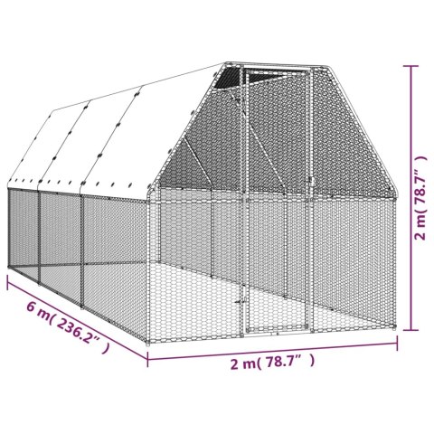  Klatka dla kurcząt, 2x6x2 m, stal galwanizowana