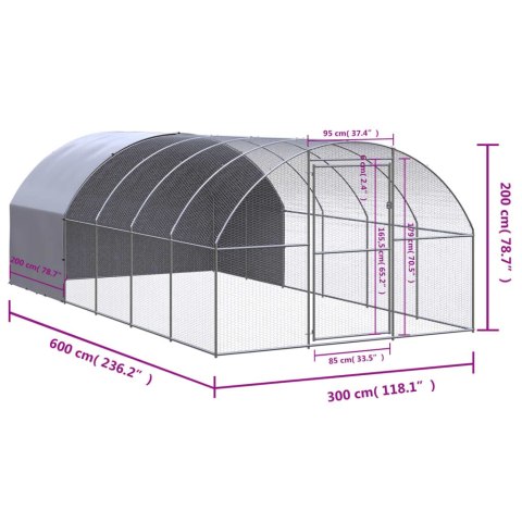  Klatka zewnętrzna dla kurcząt, 3x6x2 m, stal galwanizowana