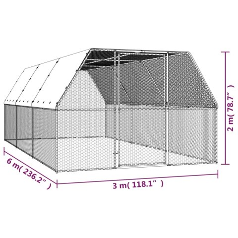  Klatka dla kurcząt, 3x6x2 m, stal galwanizowana