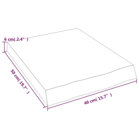  Półka, 40x50x(2-6) cm, surowe lite drewno dębowe