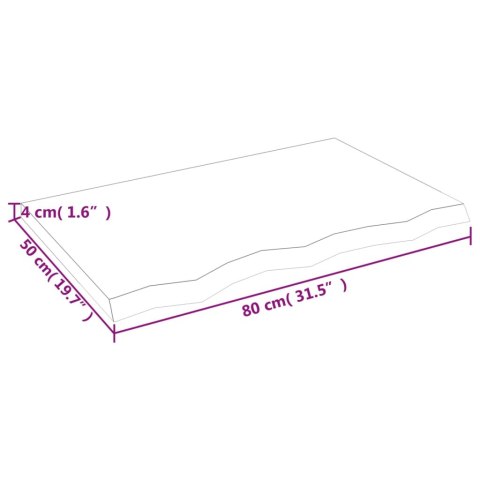  Półka, 80x50x(2-4) cm, surowe lite drewno dębowe