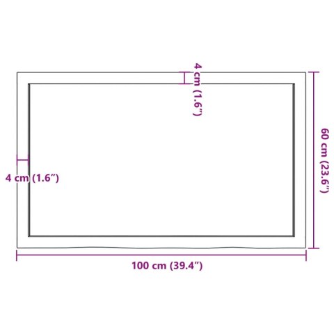  Półka, brązowa, 100x60x(2-4) cm, lakierowane lite drewno dębowe