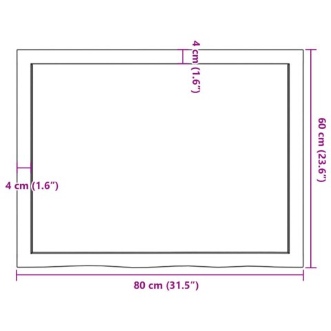  Półka, brązowa, 80x60x(2-6) cm, lakierowane lite drewno dębowe