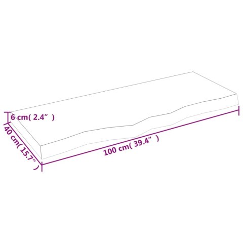  Półka, ciemnobrązowa, 100x40x(2-6) cm, wykończone drewno dębowe