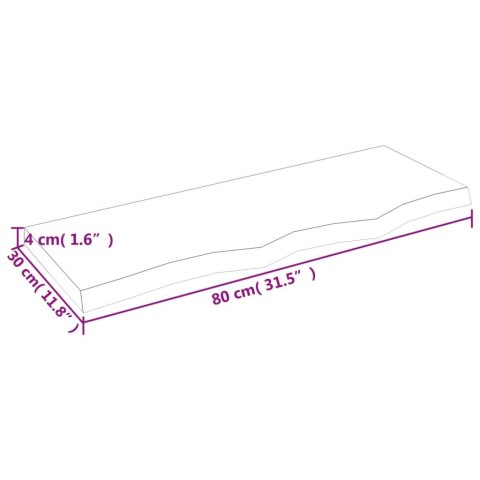  Półka, ciemnobrązowa, 80x30x(2-4) cm, wykończone drewno dębowe