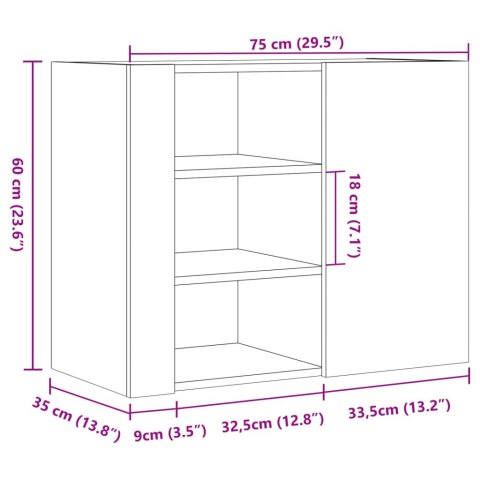  Szafka wisząca, dąb sonoma, 75x35x60, materiał drewnopochodny