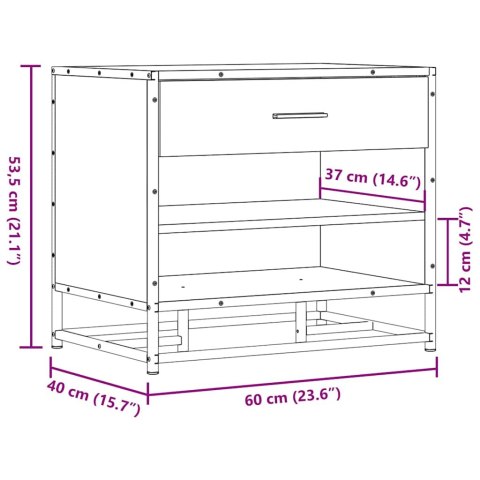  Ławka na buty Szara Sonoma 60x40x53,5 cm Drewno i metal