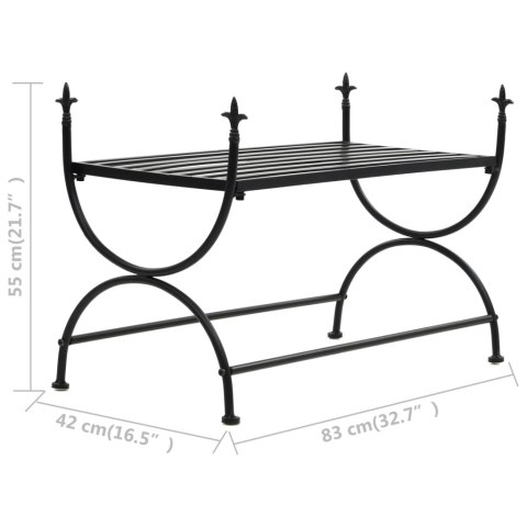  Ławka w stylu vintage, metalowa, 83x42x55 cm, czarna