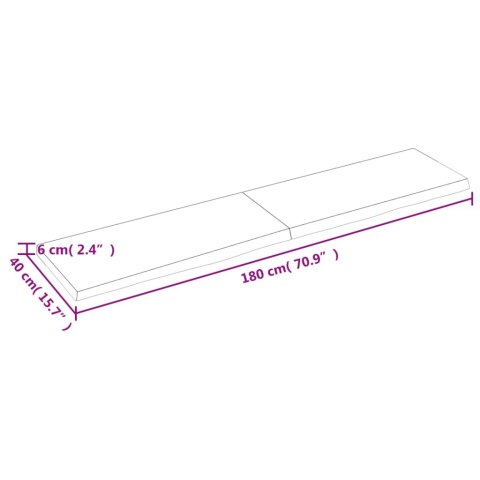  Półka, 180x40x(2-6) cm, surowe lite drewno dębowe