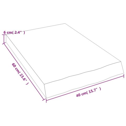  Półka, brązowa, 40x60x(2-6) cm, lakierowane lite drewno dębowe