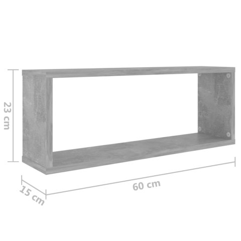  Półki ścienne kostki 4 szt., szarość betonu, 60x15x23 cm