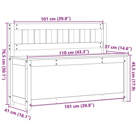  Ławka, biała, 110x41x76,5 cm, lite drewno sosnowe