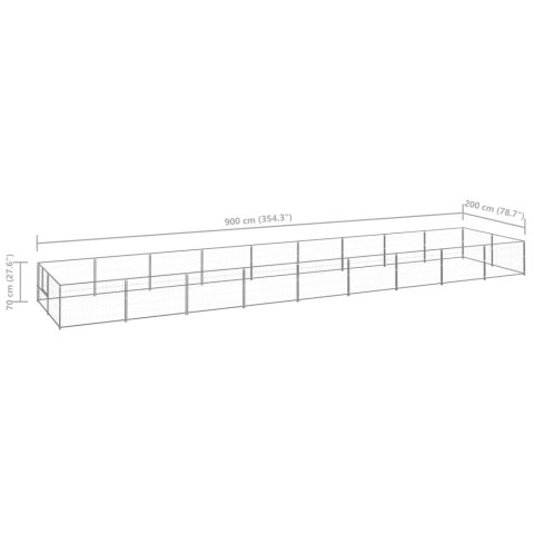  Kojec dla psa, srebrny, 18 m², stalowy