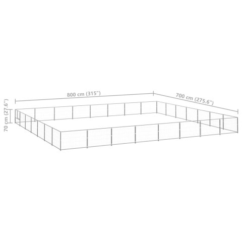  Kojec dla psa, srebrny, 56 m², stalowy