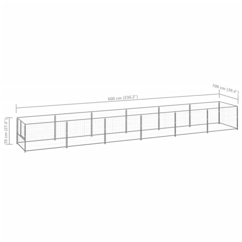  Kojec dla psa, srebrny, 6 m², stalowy