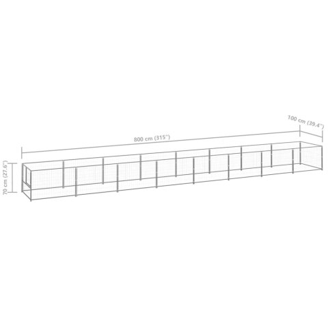  Kojec dla psa, srebrny, 8 m², stalowy