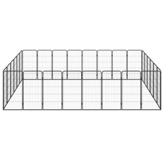  Kojec dla psa, 28 paneli, czarny, 50x100 cm, stal