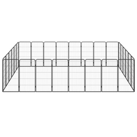  Kojec dla psa, 28 paneli, czarny, 50x100 cm, stal