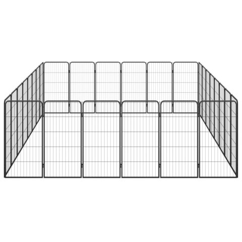  Kojec dla psa, 28 paneli, czarny, 50x100 cm, stal