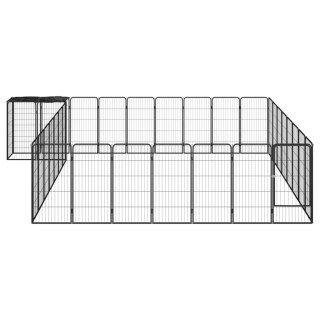  Kojec dla psa, 34 paneli, czarny, 50x100 cm, stal