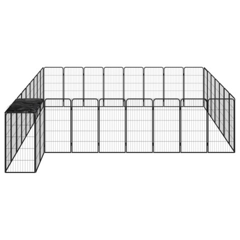  Kojec dla psa, 34 paneli, czarny, 50x100 cm, stal