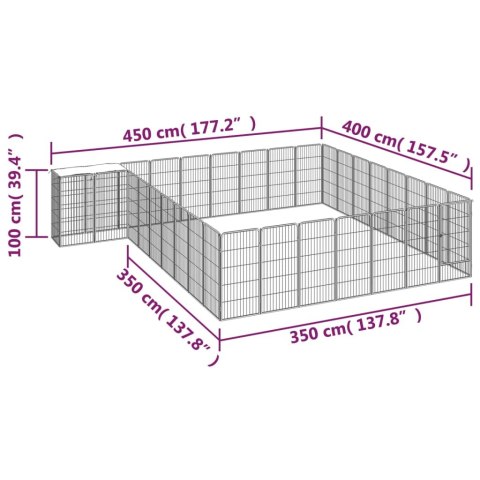  Kojec dla psa, 34 paneli, czarny, 50x100 cm, stal