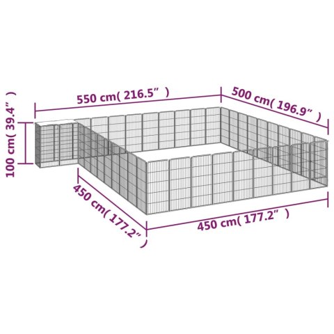  Kojec dla psa, 42 paneli, czarny, 50x100 cm, stal