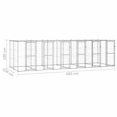  Kojec dla psa, z zadaszeniem, stal galwanizowana, 14,52 m²