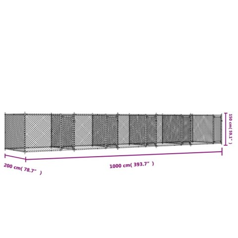  Klatka dla psa, z drzwiami, szara, 10x2x1,5 m, stal