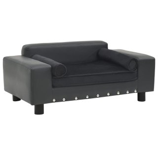  Sofa dla psa, ciemnoszara, 81x43x31 cm, plusz i sztuczna skóra