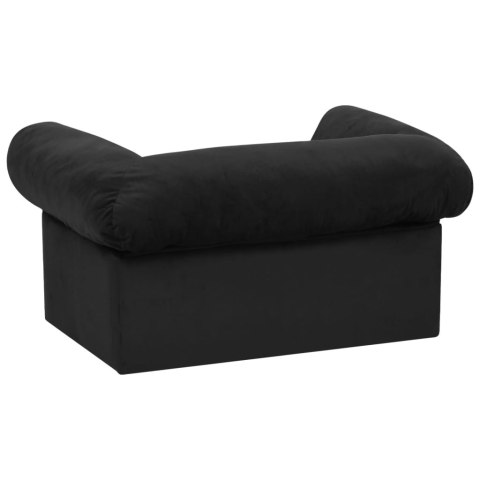  Sofa dla psa, z szufladą, czarna, 75x50x38 cm, pluszowa