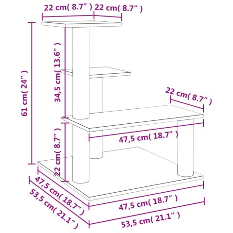  Drapak dla kota z sizalowymi słupkami, kremowy, 61 cm