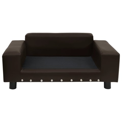  Sofa dla psa, brązowa, 81x43x31 cm, plusz i sztuczna skóra