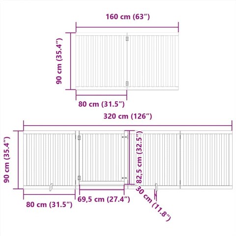  Składana bramka dla psa, z drzwiami, 10 paneli, biała, 800 cm