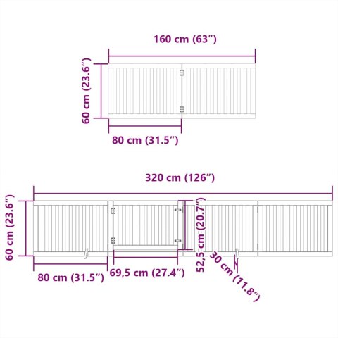  Składana bramka dla psa, z drzwiami, 10 paneli, brązowa, 800 cm